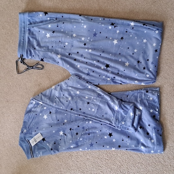 Nautica 2 Piece PJ Set Womens Medium Blue Stars Print Fleece Loungewear Set NWOT - Picture 16 of 16